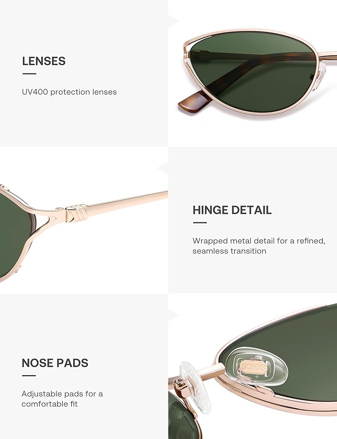 SOJOS Trendy Oval Polarized Sunglasses for Women,Retro 90s Cat Eye Shades SJ1254