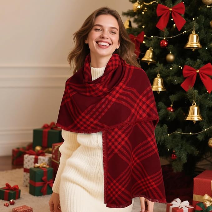 EXTREE Scarfs for Women Pashmina Silky Shawl Wrap for Evening Dressing Blanket Open Front Poncho Cape