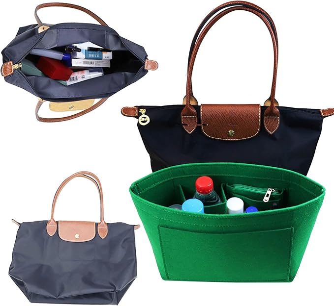 Lckaey Purse Organizer Insert for Longchamp Le Pliage Neo(Large) Handbags Insert Organizer 1012green-L