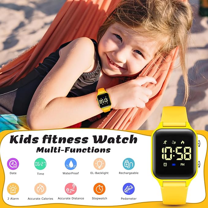 L LAVAREDO Kids Digital Watches for Boys Girls,Waterproof Sport Watch with Pedometer Stopwatch Vibration Alarm for Ages 5-13,No App Fitness Tracker Watch for Kids Teens Birthday Christmas Gifts