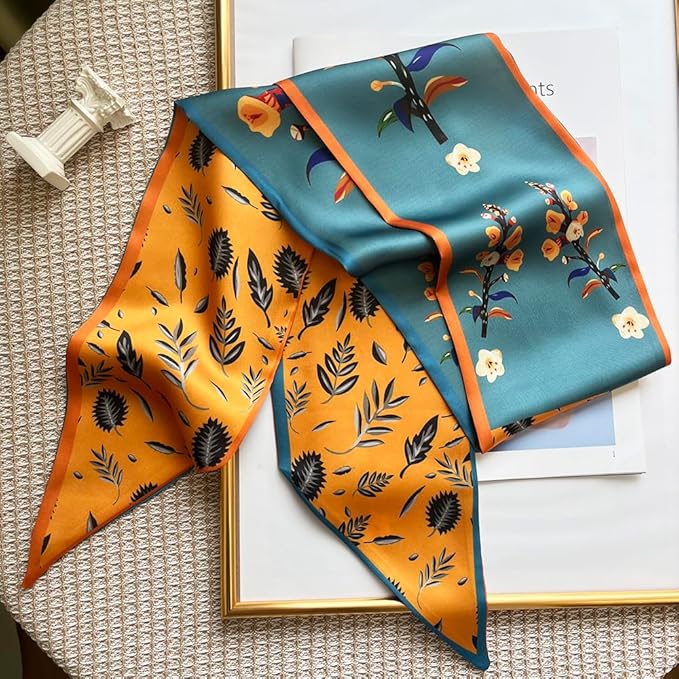 Silk Head Scarf for Hair Fashion Headwrap for Women Lightweight Neck Tie