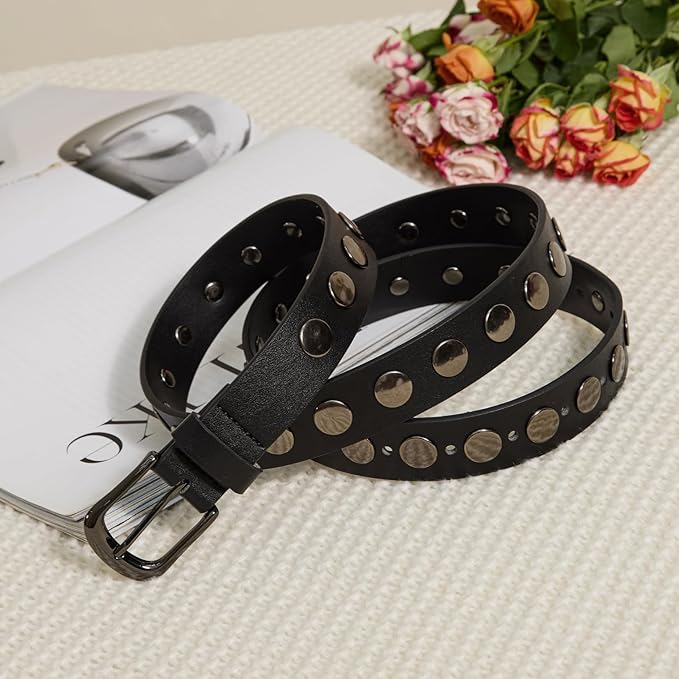 VATAN Women Leather Belt for Jeans Dresses Pants Fashion Ladies Casual Waist Belt with Gold Buckle