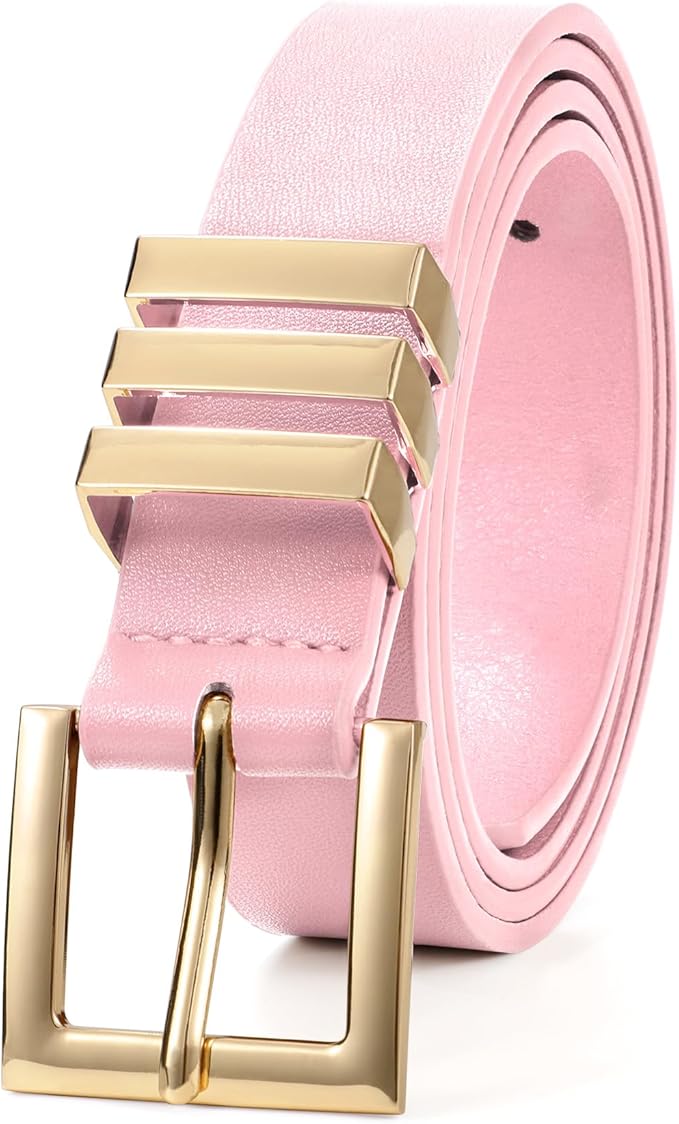 XZQTIVE Plus Size Women's Leather Belts for Jeans Pants Dress Fashion Ladies Waist Belt with Square Gold Buckle