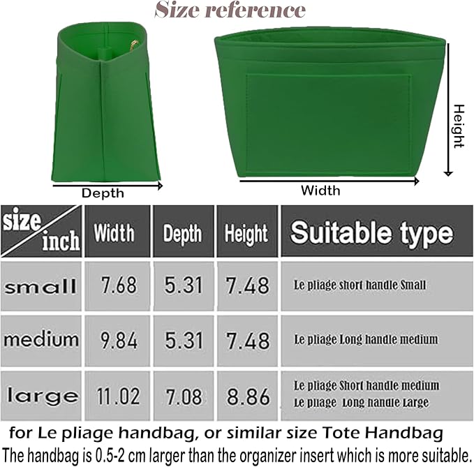 Lckaey Purse Organizer Insert for Longchamp Le Pliage Neo(Large) Handbags Insert Organizer 1012green-L