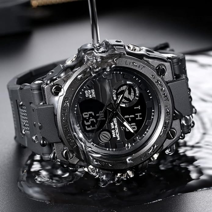 KXAITO Men's Watches Sports Outdoor Waterproof Military Watch Date Multi Function Tactics LED Alarm Stopwatch
