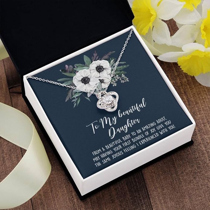 VIRAGIL To My Daughter Gift Necklace From Dad or Mom - Badass Daughter Jewelry With Heartfelt Message & Elegant Box