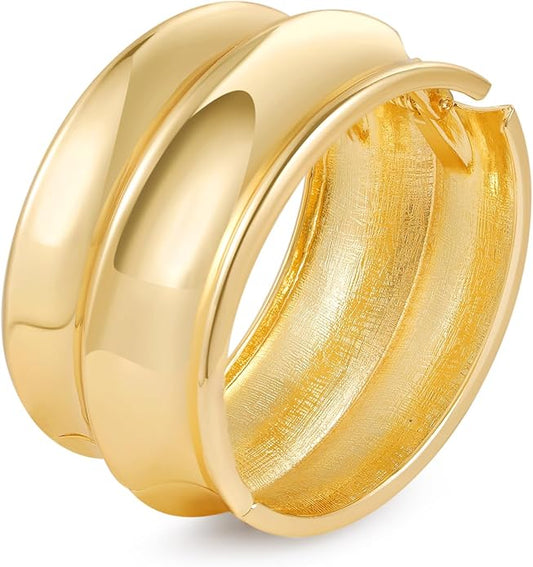 Bangle Bracelets for Women | 14K Gold Plated Trendy Wide Bracelets | Hinged Arm Cuff Bangles Chunky Bracelet for Women
