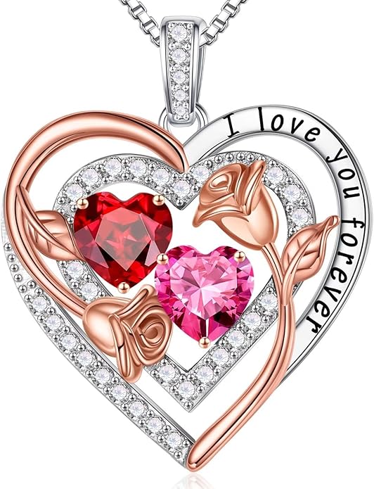 Iefil Mothers Day Gifts for Wife - Sterling Silver Birthstone Necklace Birthday Gifts for Her Wife