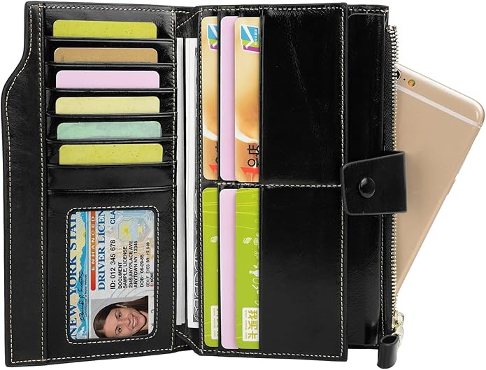 YALUXE Women's Genuine Leather Wallet RFID Blocking Multi Card Holder with Cell Phone Pocket Mothers Day Gifts