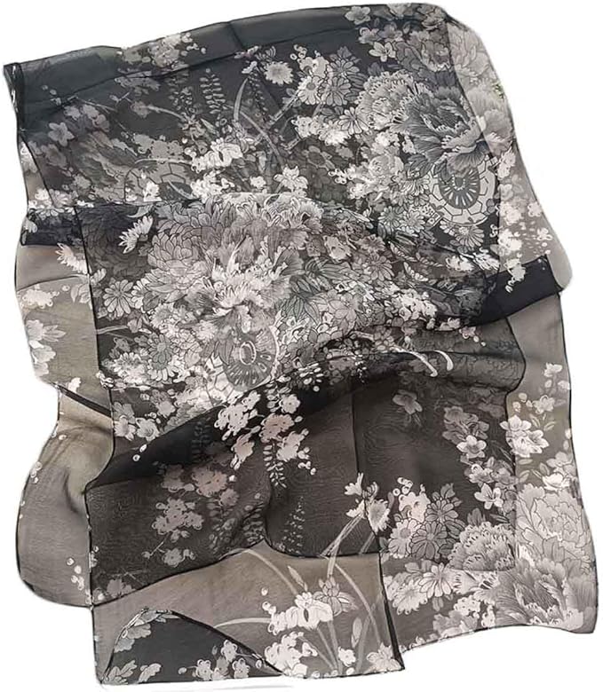 Pokeedioty Scarfs for Women Lightweight Fashion Scarves Elegant Floral Pattern Sheer Scarfs