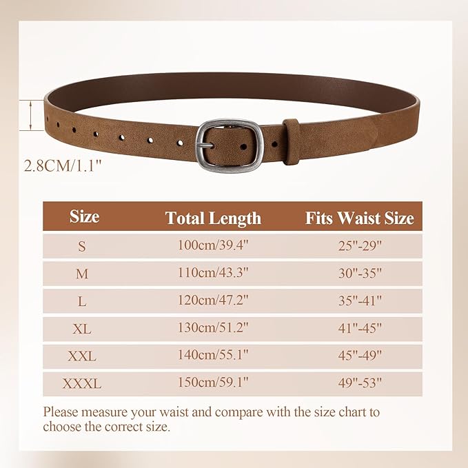 WHIPPY Women Leather Belt Casual Fashion Gold Buckle Leather Waist Belt for Jeans Pants Dresses Chic Ladies Belt