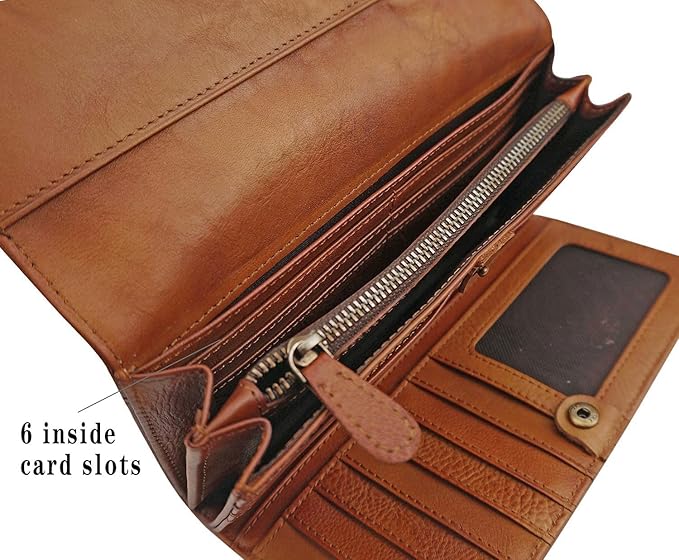 Wallets for Women Large Capacity Leather Clutch Wallet Card Organizer Women's Purse