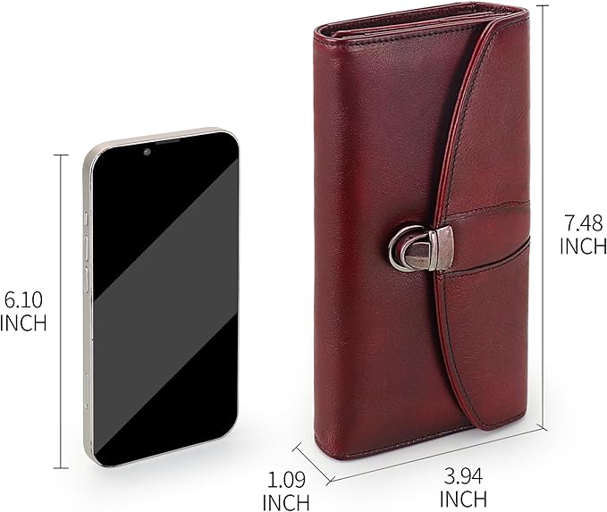 ORIREAL Women's Wallet Genuine Leather Wallet for Ladies Large Capacity Hand-Crafted Wallet Card Holder Purse