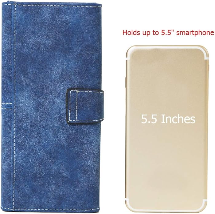 Women's Vegan Leather 17 Card Slots Card Holder Long Big Bifold Wallet