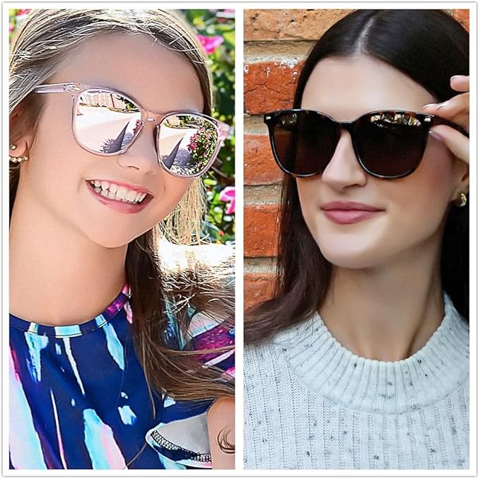 FIMILU 2 Packs Sunglasses for Women Polarized UV400 Protection Lens Big Frame Fashion Glasses Trendy Stylish Shade