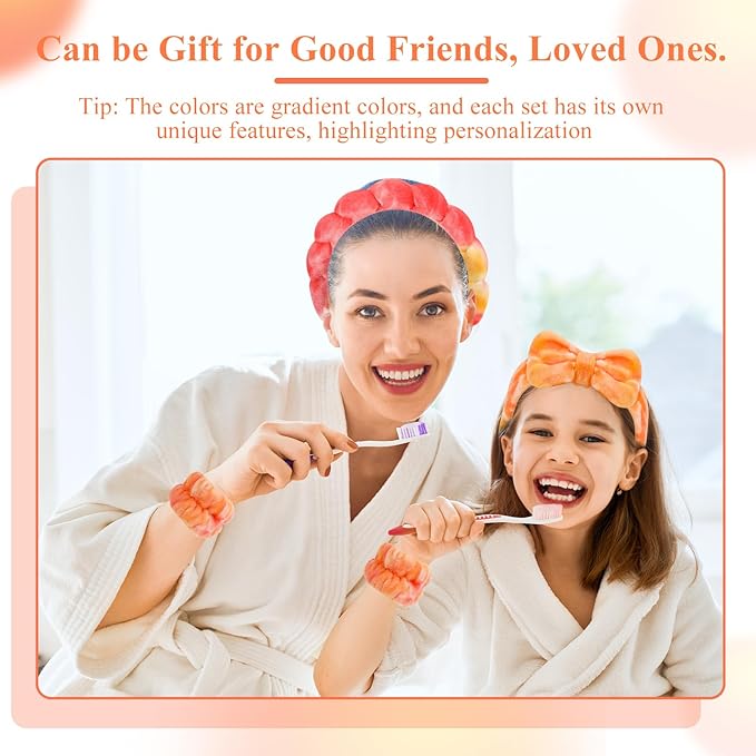 Spa Headband & Wristband Set for Women – Puffy Sponge Makeup Headband for Washing Face, Skincare Hairband, Cute Presents for Teenage Girls and Trendy Teen Girl Gifts
