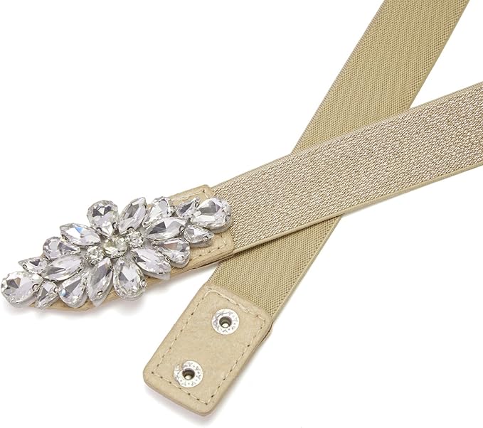 Womens Belts for Dress Fashion Rhinestone Elastic Bow Belt Skinny Waist Belt