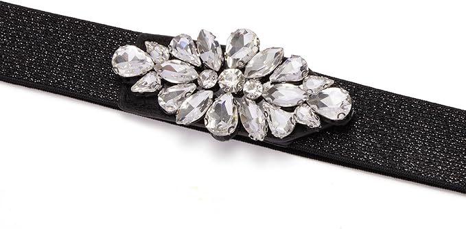 Womens Belts for Dress Fashion Rhinestone Elastic Bow Belt Skinny Waist Belt