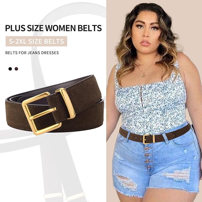 TINIDI Women Genuine Leather Belt for Jeans Pants Dress Fashion Ladies Waist Belt with Gold Buckle