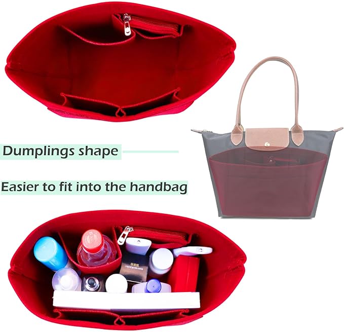Lckaey Purse Organizer Insert for Le Pliage (Large) Handbags Insert Organizer1012crimson-L