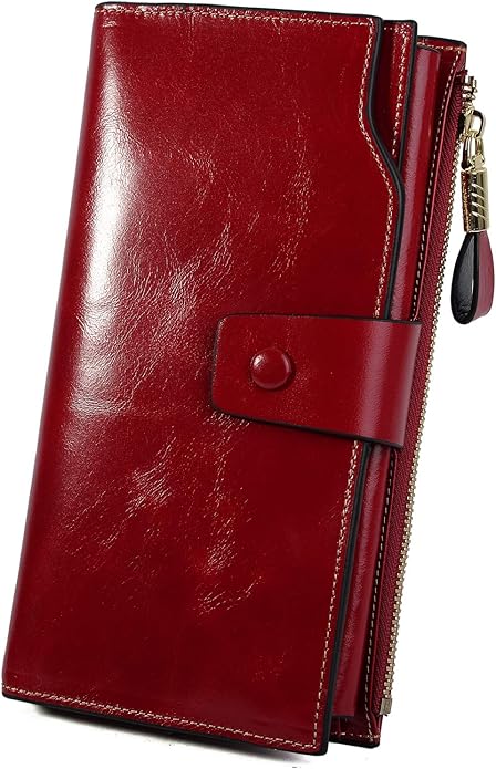 YALUXE Women's Genuine Leather Wallet RFID Blocking Multi Card Holder with Cell Phone Pocket Mothers Day Gifts