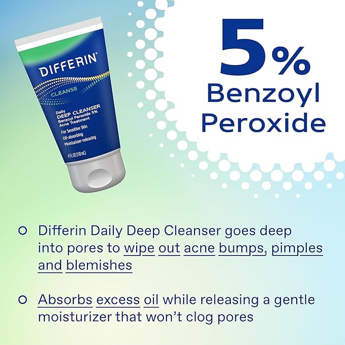Differin Acne Skin Care Kit, Differin Gel Retinoid Acne Treatment for Face with 0.1% Adapalene & 5% Benzoyl Peroxide Face Wash & Body Wash, Designed for Pimple and Acne Prone Skin (Pack of 10)
