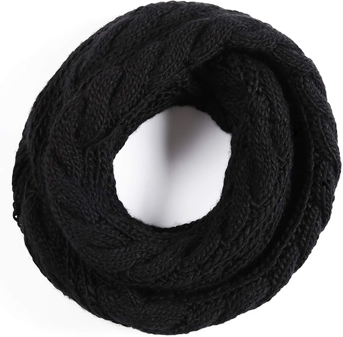 QUEENFUR Winter Women Thick Cable Knit Ribbed Infinity Circle Loop Scarf