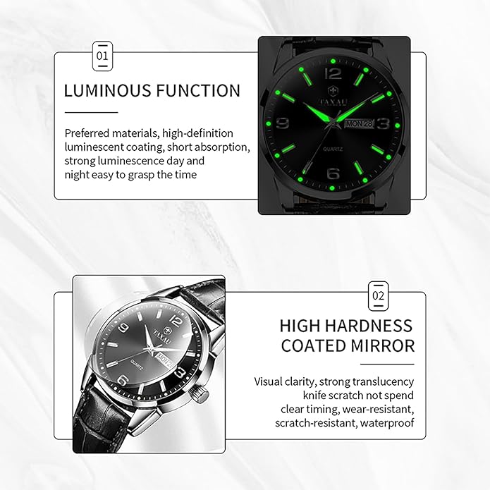 Watches for Men Adjustable Large Arabic Numerals Mens Watches Waterproof Band with Date Popular Quartz Men's Wrist Watch
