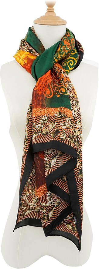 YOUR SMILE Large Mulberry Silk Feeling Long Stain Scarf Lightweight Sunscreen Shawls Wraps for Women