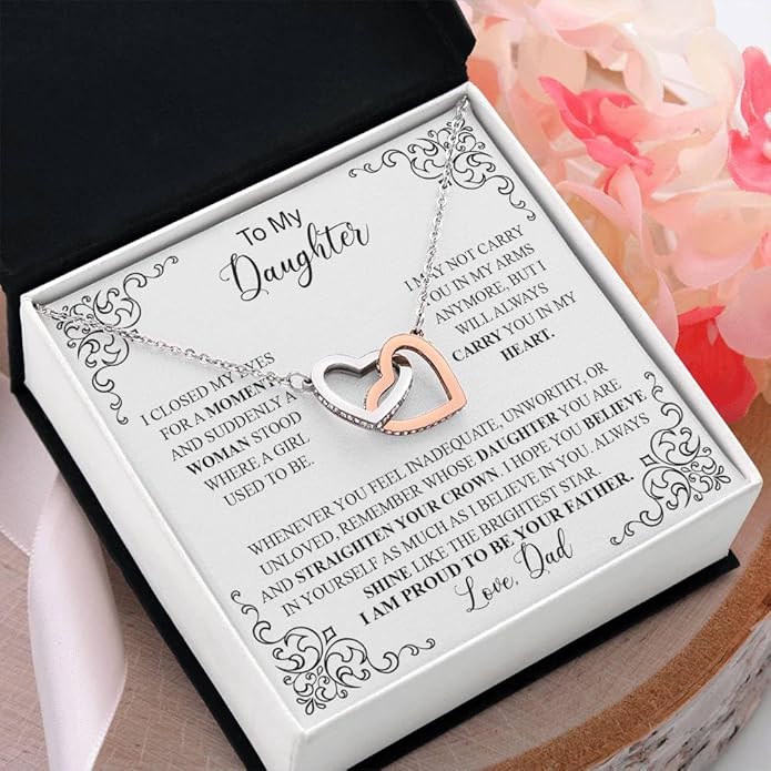 VIRAGIL To My Daughter Gift Necklace From Dad or Mom - Badass Daughter Jewelry With Heartfelt Message & Elegant Box
