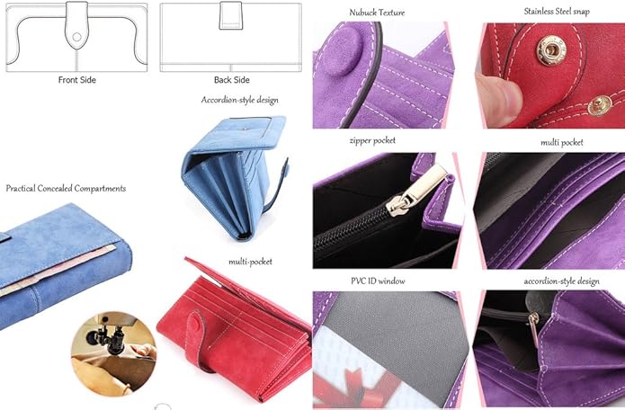 Women's Vegan Leather 17 Card Slots Card Holder Long Big Bifold Wallet