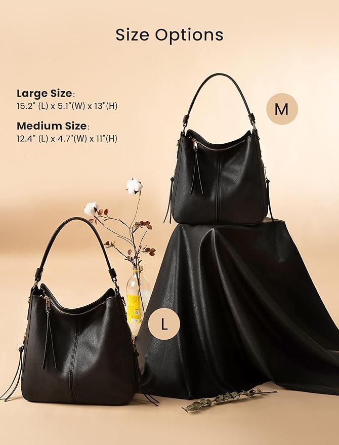 Realer Hobo Crossbody Bags for Women Designer Faux Leather Hobo Handbags Retro Large Size Shoulder Bag Bucket Purse