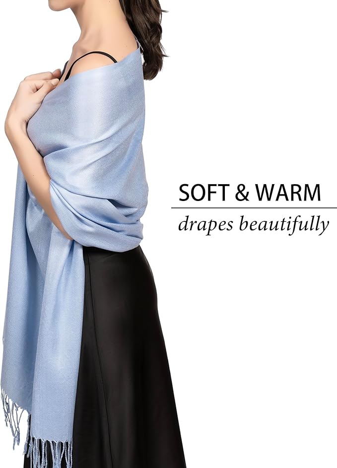 Achillea Soft Silky Pashmina Scarf for Women – Shawl Wrap for Evening Dresses, Bridesmaids, Weddings & Everyday Wear