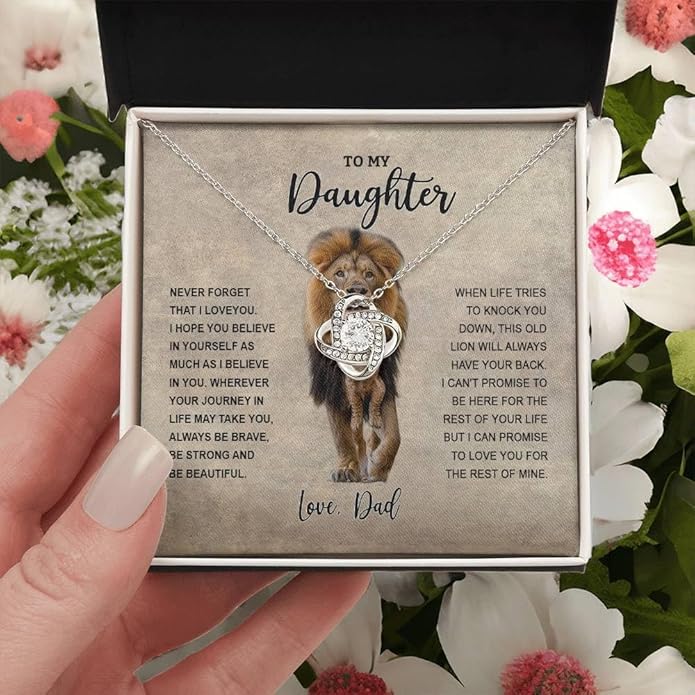 VIRAGIL To My Daughter Gift Necklace From Dad or Mom - Badass Daughter Jewelry With Heartfelt Message & Elegant Box