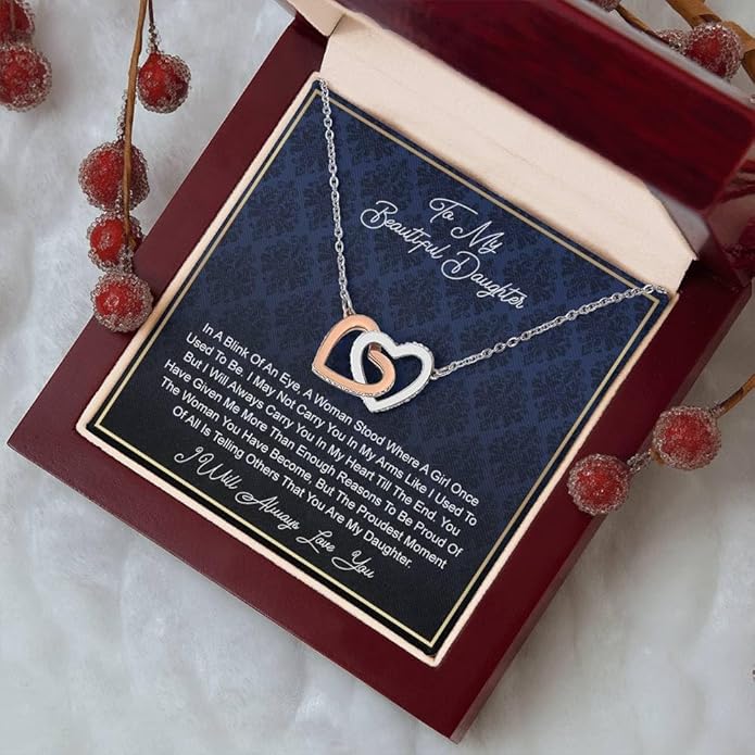 VIRAGIL To My Daughter Gift Necklace From Dad or Mom - Badass Daughter Jewelry With Heartfelt Message & Elegant Box