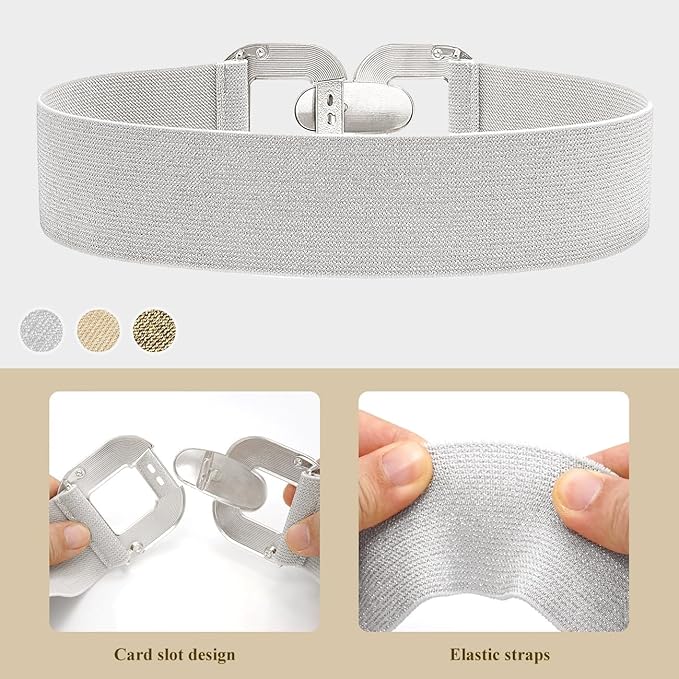 Glamorstar Women Wide Stretchy Belts Elastic Waist Belts for Dresses