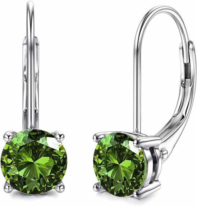 Moissanite Earrings,1.0ct-2.0ct D Color Brilliant Round Cut Earring 18K White Gold Plated Sterling Silver Dangle Earrings Moissanite Leverback Drop Earring s