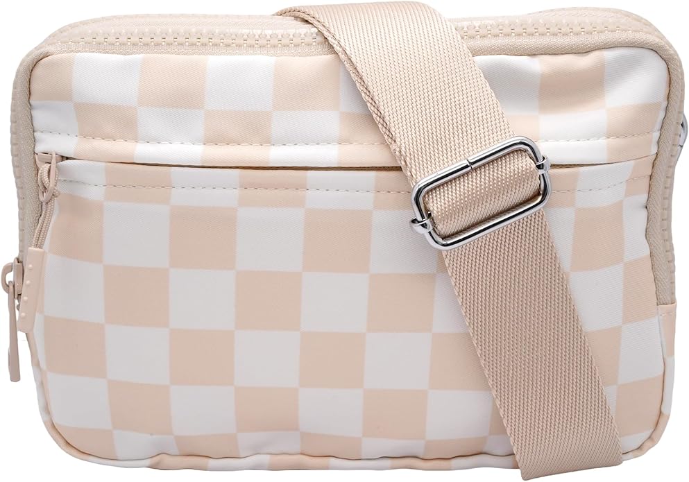 Wristlet Wallets for Women Checkered Nylon Quilted Wallet Travel Crossbody Bags with 4 Zippers Coin Card Phone Holder