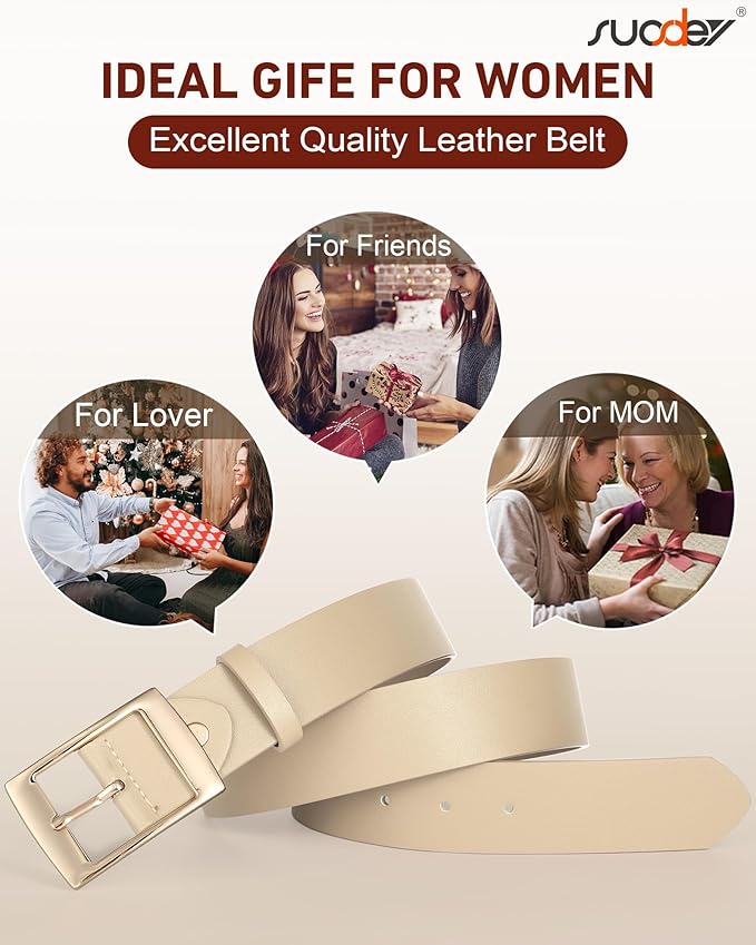 SUOSDEY Fashion Womens Leather Belts,Wide Waist Belt with Pin Buckle for Jeans Pants Dresses,1.5" width
