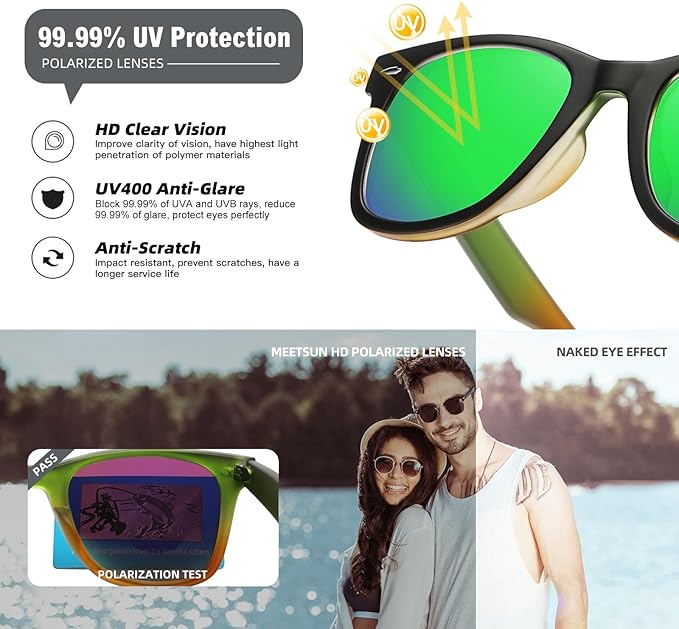 MEETSUN Polarized Sunglasses for Women Men Classic Retro Square Frame Driving Sun Glasses UV Protection