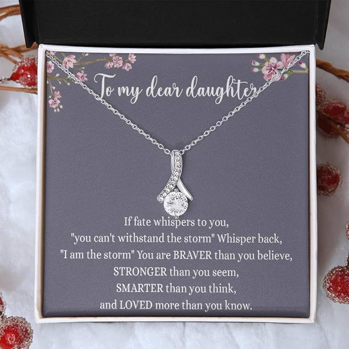 VIRAGIL To My Daughter Gift Necklace From Dad or Mom - Badass Daughter Jewelry With Heartfelt Message & Elegant Box