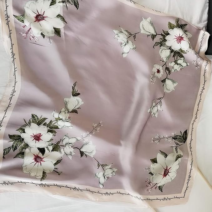 FONYVE Silk Feeling Scarf Medium Square Satin Head Scarf for Women 27.5 × 27.5 inches
