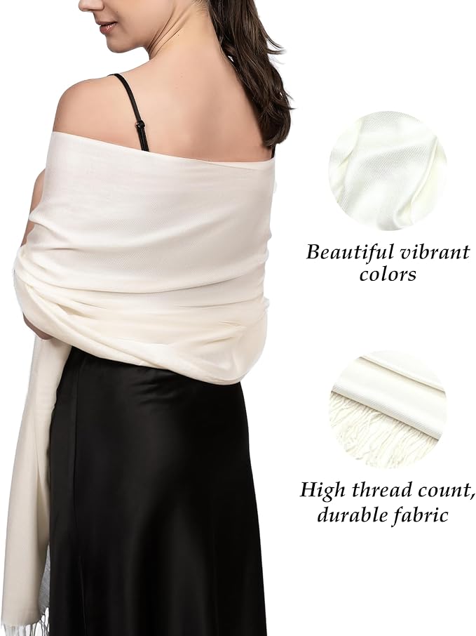 Achillea Soft Silky Pashmina Scarf for Women – Shawl Wrap for Evening Dresses, Bridesmaids, Weddings & Everyday Wear
