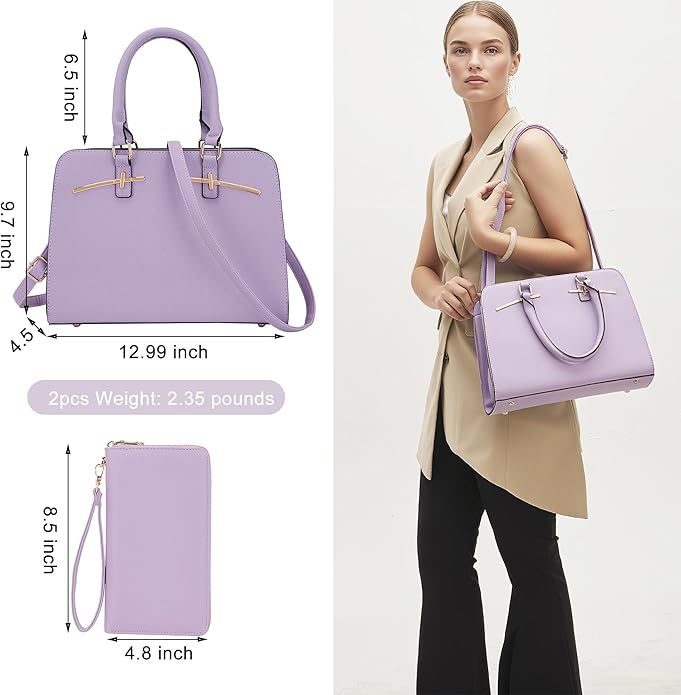 Purses for Women Handbag Wallet Tote Shoulder Hobo Bag Top Handle Satchel Purse Set 2pcs with 3 Compartments