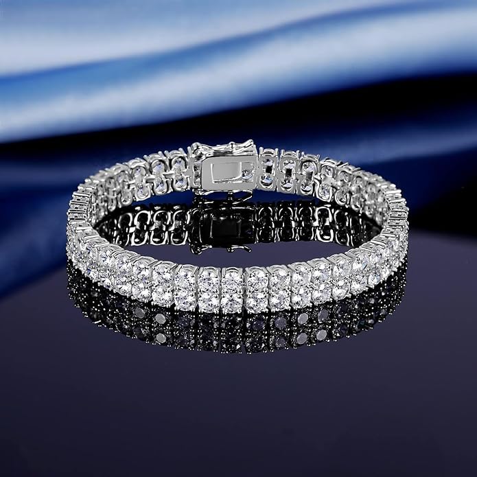 18K Platinum Authentic Full Diamond Bracelet Paired with Pure Natural Moissanite Diamonds, Versatile and Trendy Jewelry for Women