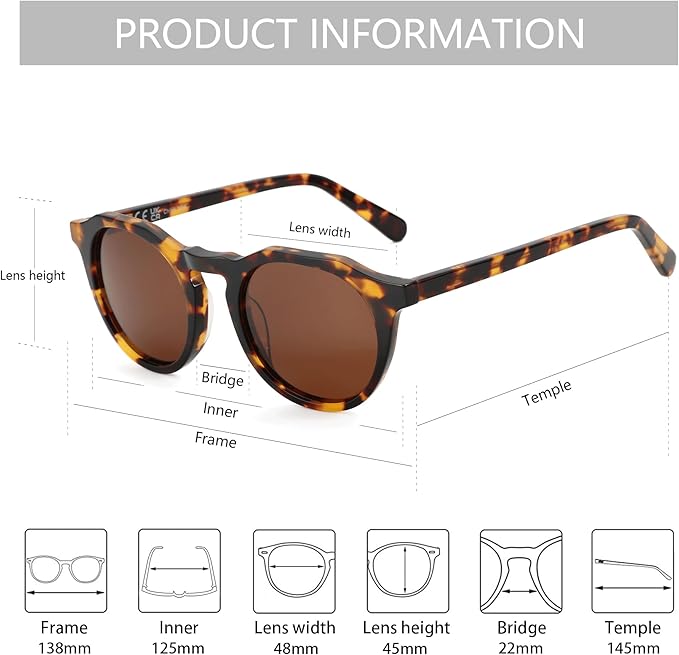 ZENOTTIC Vintage Round Polarized Sunglasses for Men Women UV400 Protection