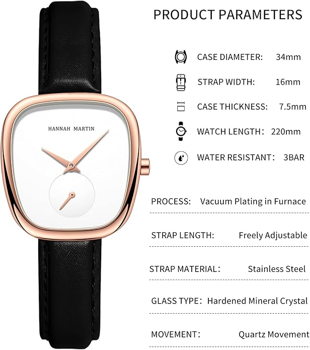 HANNAH MARTIN Watches for Women Waterproof Ladies Analog Quartz Wrist Watches Stainless Steel Band Fashion Dainty Female Watch Luxury Bracelet Diamond