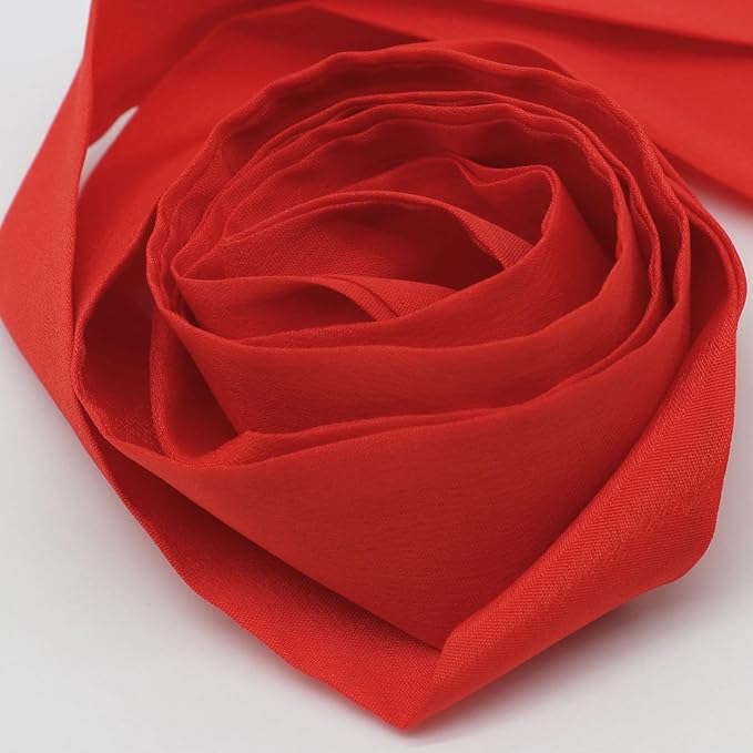 Long Satin Neckerchief Versatile Ribbon Tie Neck Scarf Solid Color Skinny Womens Tie