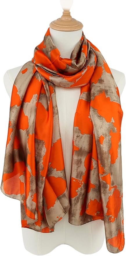 YOUR SMILE Large Mulberry Silk Feeling Long Stain Scarf Lightweight Sunscreen Shawls Wraps for Women