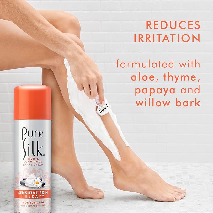 Pure Silk Sensitive Skin Spa Therapy Shave Cream for Women, 7.25 Oz, Pack of 6
